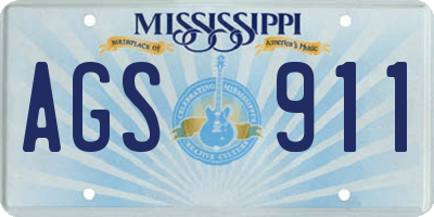MS license plate AGS911