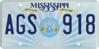 MS license plate AGS918