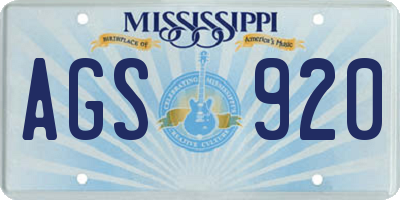 MS license plate AGS920