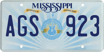 MS license plate AGS923