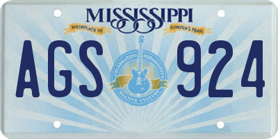 MS license plate AGS924