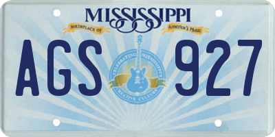 MS license plate AGS927