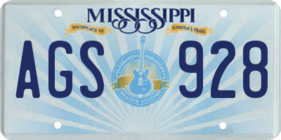 MS license plate AGS928