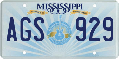 MS license plate AGS929