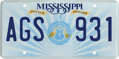 MS license plate AGS931