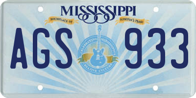 MS license plate AGS933