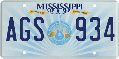 MS license plate AGS934