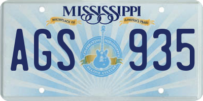 MS license plate AGS935