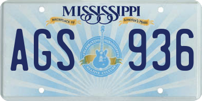 MS license plate AGS936