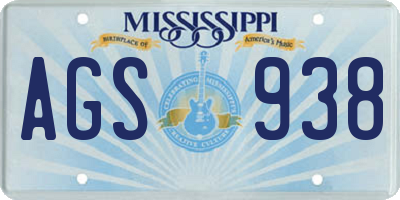 MS license plate AGS938