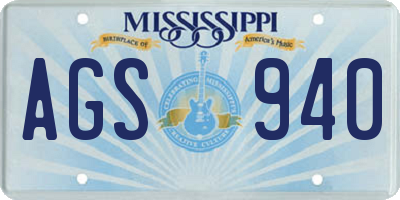 MS license plate AGS940