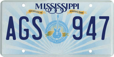 MS license plate AGS947