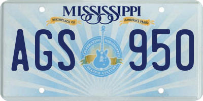 MS license plate AGS950