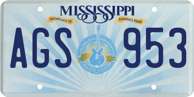 MS license plate AGS953