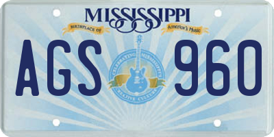 MS license plate AGS960