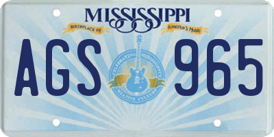 MS license plate AGS965