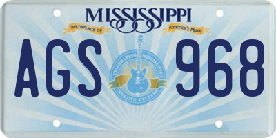 MS license plate AGS968