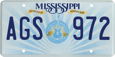 MS license plate AGS972
