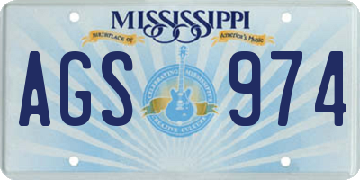 MS license plate AGS974