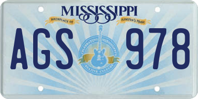 MS license plate AGS978