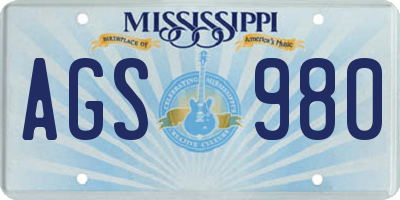 MS license plate AGS980