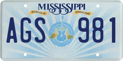 MS license plate AGS981