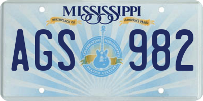 MS license plate AGS982