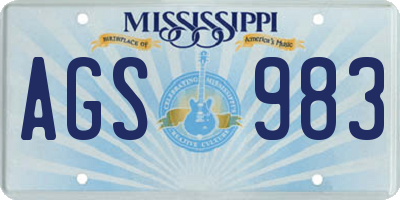 MS license plate AGS983