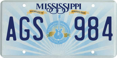 MS license plate AGS984