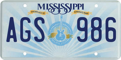MS license plate AGS986