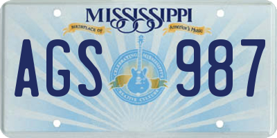MS license plate AGS987