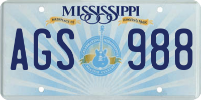 MS license plate AGS988