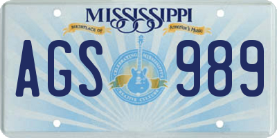MS license plate AGS989