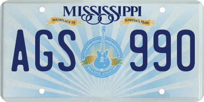 MS license plate AGS990