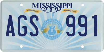MS license plate AGS991