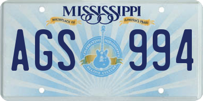 MS license plate AGS994