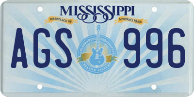 MS license plate AGS996