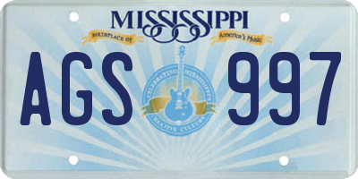 MS license plate AGS997