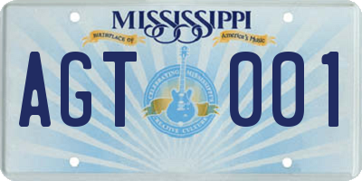 MS license plate AGT001