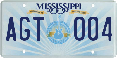 MS license plate AGT004