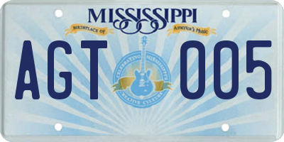 MS license plate AGT005