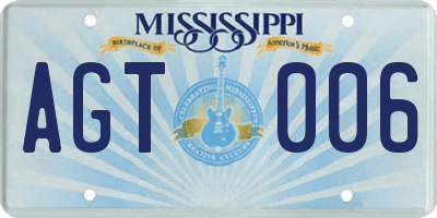 MS license plate AGT006
