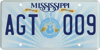 MS license plate AGT009