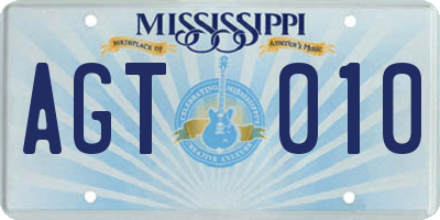 MS license plate AGT010