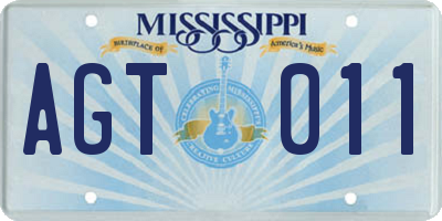 MS license plate AGT011