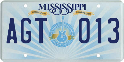 MS license plate AGT013