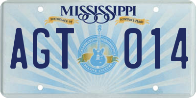 MS license plate AGT014