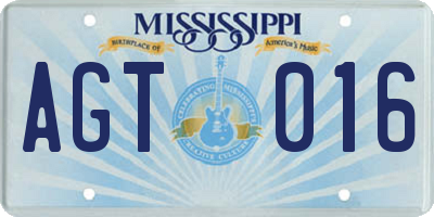 MS license plate AGT016