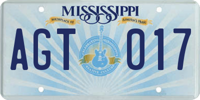 MS license plate AGT017