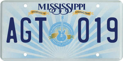MS license plate AGT019